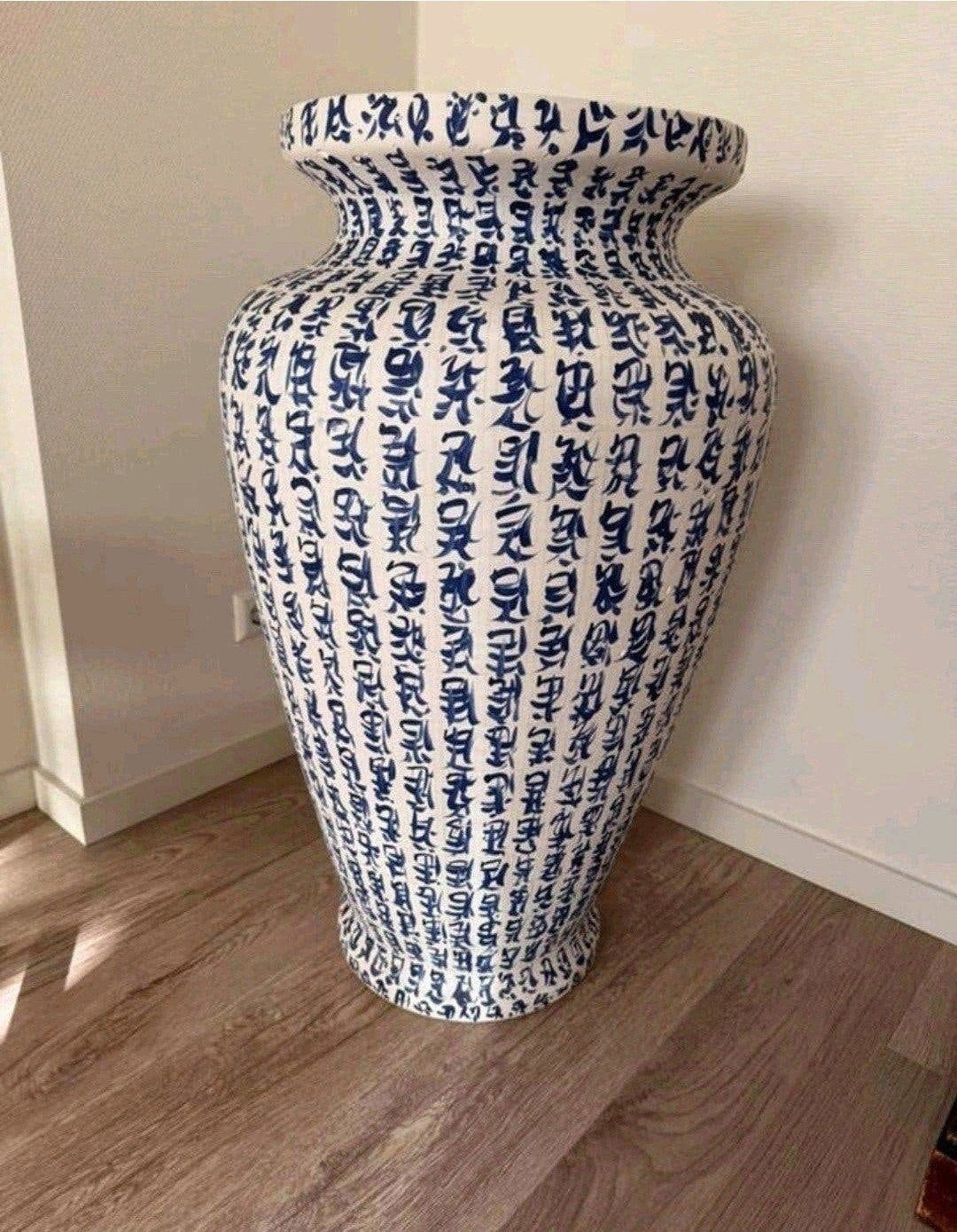 Prachtige, grote Chinese vaas blauw-wit, Ophalen of Verzenden, Blauw