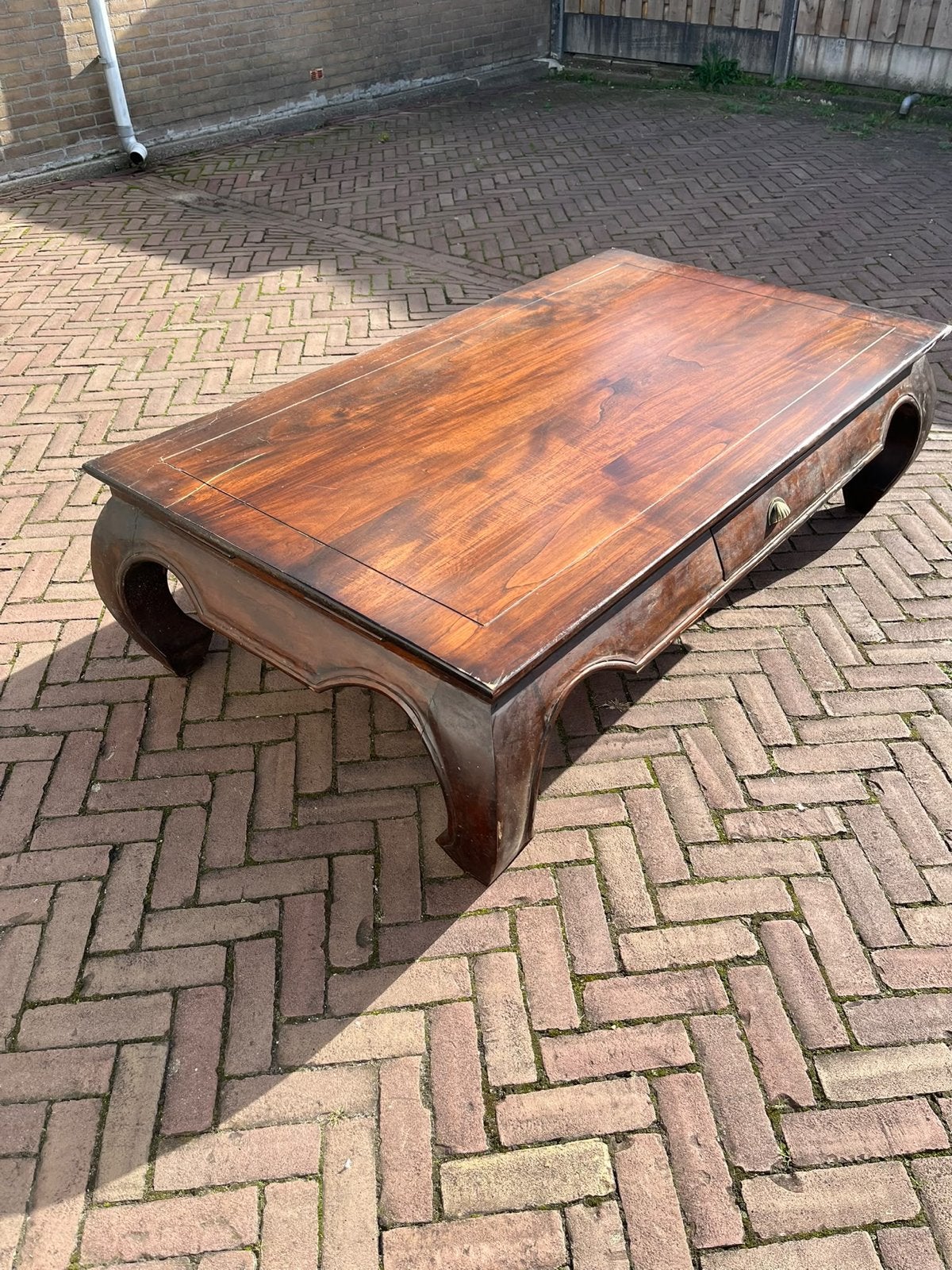 Grote opium salontafel 160x90 cm met lade, Ophalen, 50 tot 100 cm, 150 tot 200 cm, Rechthoekig