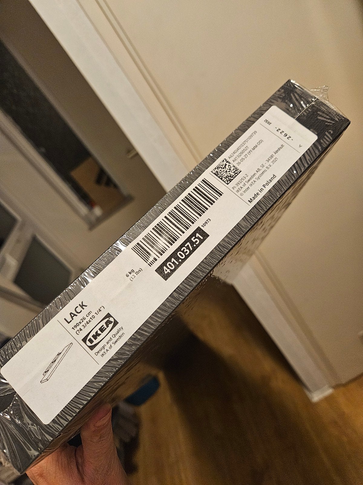 IKEA LACK wandplank zwart 190x26 cm, Ophalen, Met plank(en), 150 tot 200 cm, Nieuw