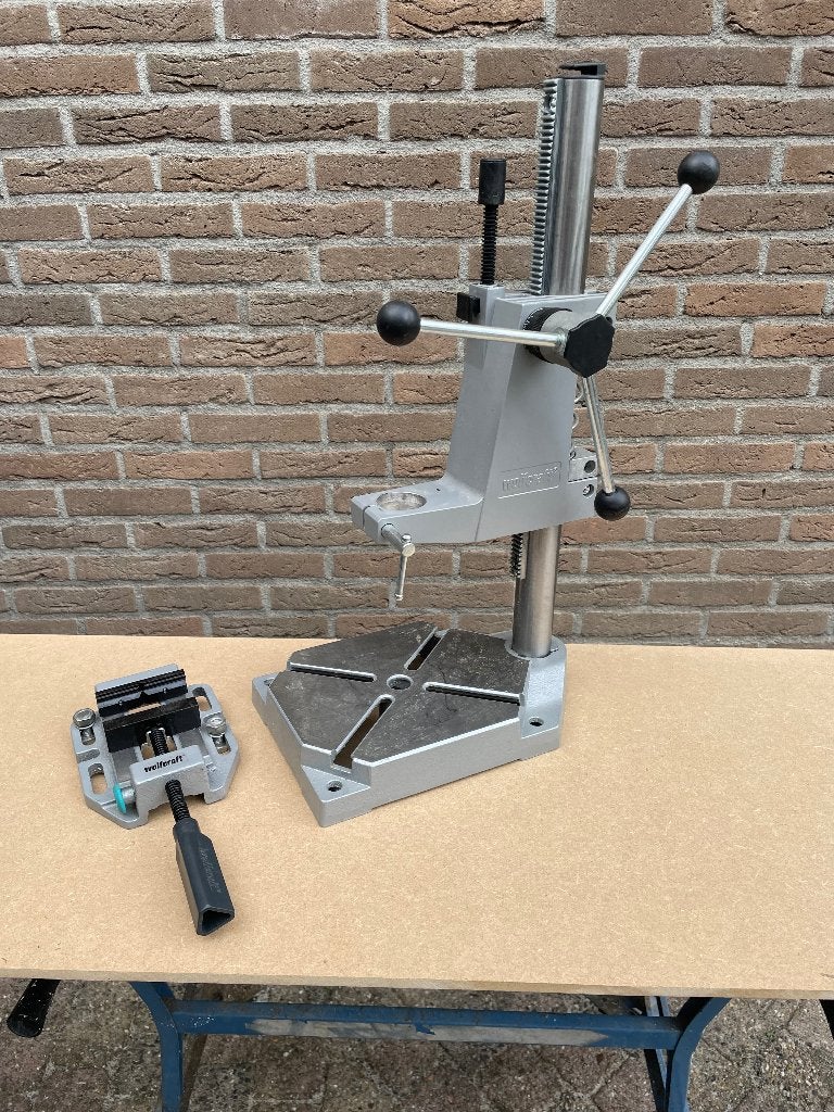 Wolfcraft boorstandaard met universele zware werkstukklem, Ophalen, Nieuw