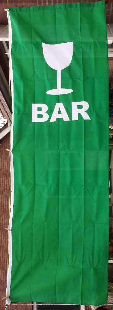 Vlag voor bij de bar. Banier, hoog, smal met BAR erop, Diversen, Vlaggen en Wimpels, Ophalen of Verzenden, Nieuw