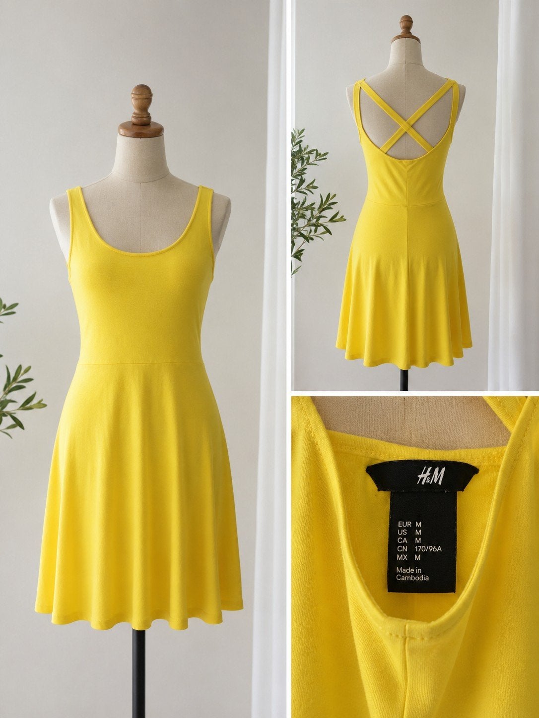 Zomerse Gele H&M Jurk met Gekruiste Rug - Maat M, Ophalen of Verzenden