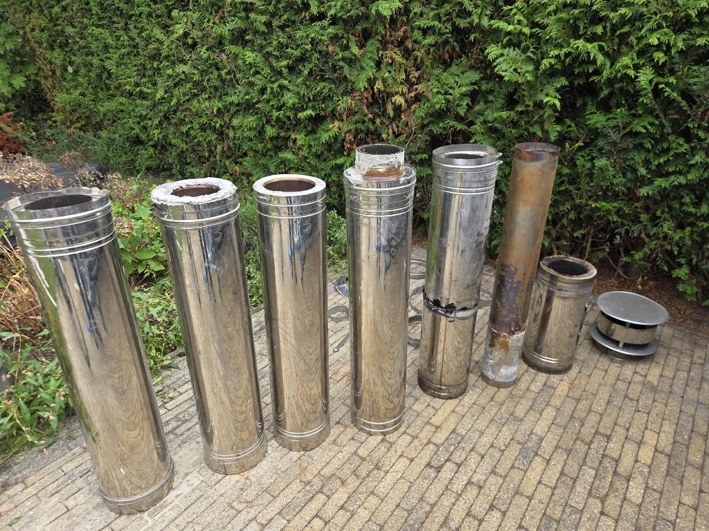 Rookkanaal / kachelpijp, ruim 5 meter dubbelwandig RVS, Huis en Inrichting, Ophalen, Gebruikt, Houtkachel, Inbouw