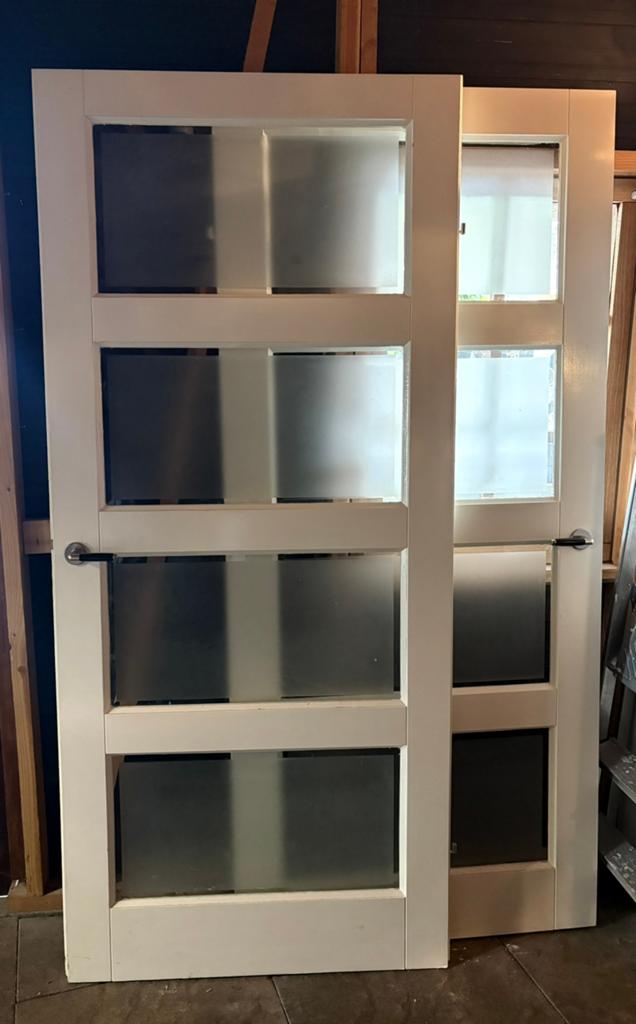 2x opdek binnen deur 4 vlaks met pivacy glas 2015x930, Doe-het-zelf en Verbouw, Deuren en Horren, Ophalen, Gebruikt, 80 tot 100 cm