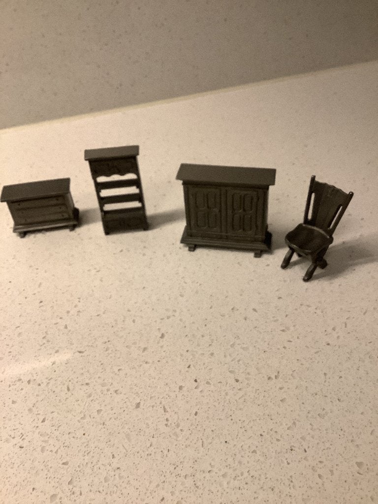 Miniatuur (poppenhuis) meubelset 90% tin, Ophalen of Verzenden