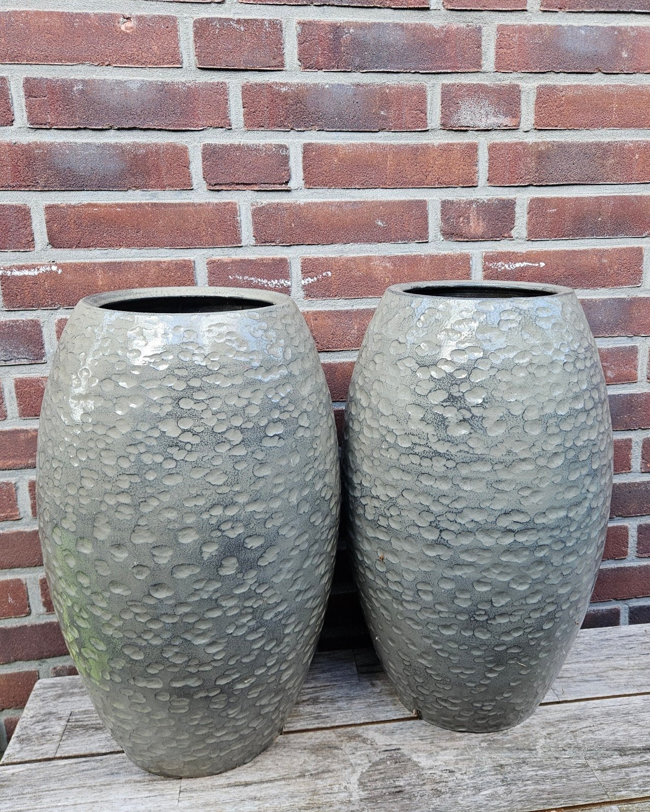 Set van 2 Bloempotten - 45 cm Hoog, Gebruikt, Rond, Binnen, Aardewerk