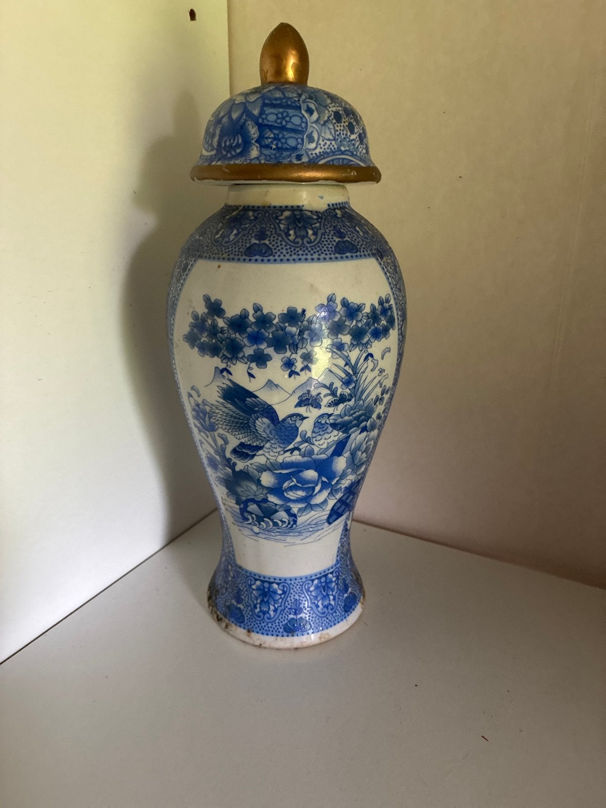 Antieke Chinese gemberpot! blauw-wit porselein, H 25 cm, Antiek en Kunst, Ophalen