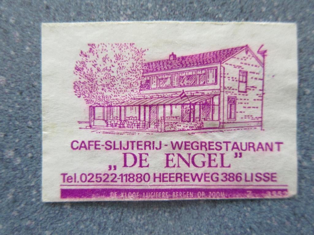 Lisse, café-slijterij-wegrest. De Engel, Verzenden, Gebruikt, Luciferdoosjes of -merken