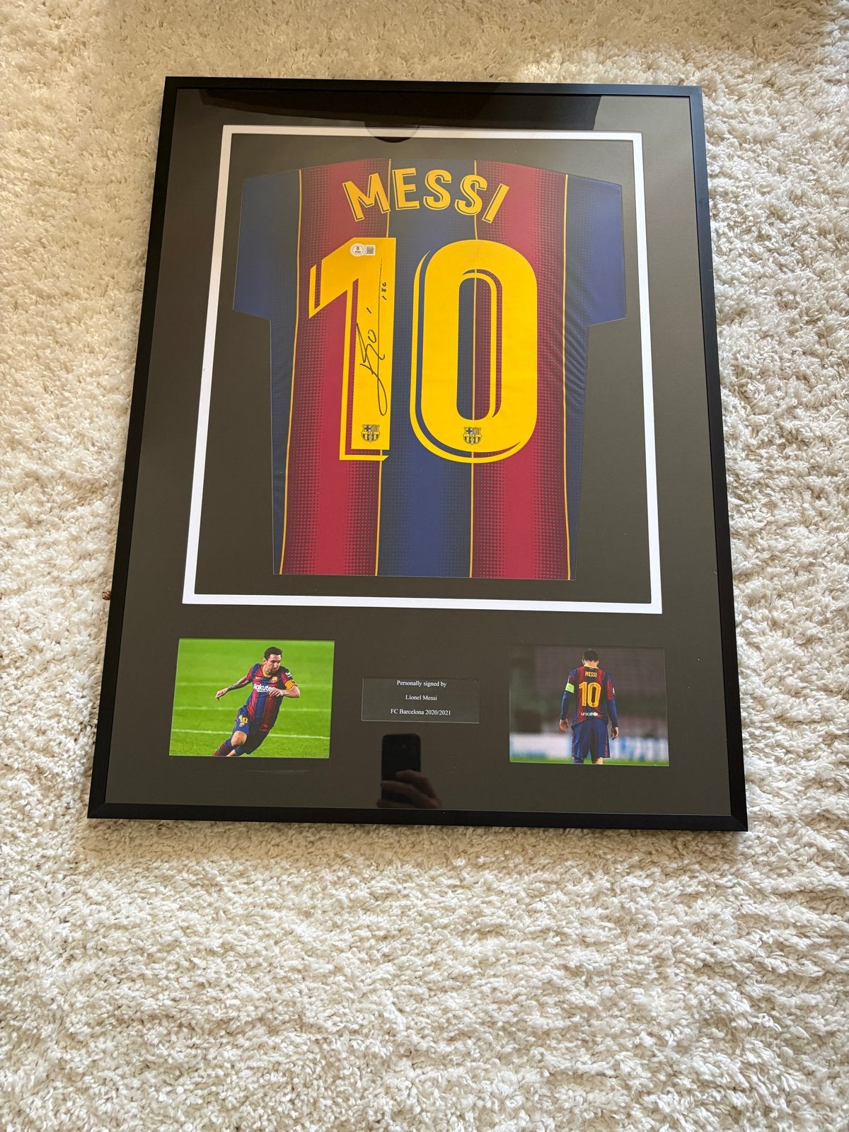 Ingelijst gesigneerd Messi shirt FC Barcelona 2020/2021, Ophalen of Verzenden, Zo goed als nieuw, Buitenlandse clubs, Shirt