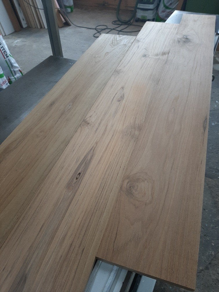 66m² massief teak houten planken, Doe-het-zelf en Verbouw, Hout en Planken, Ophalen, Minder dan 25 mm, Zo goed als nieuw, Plank