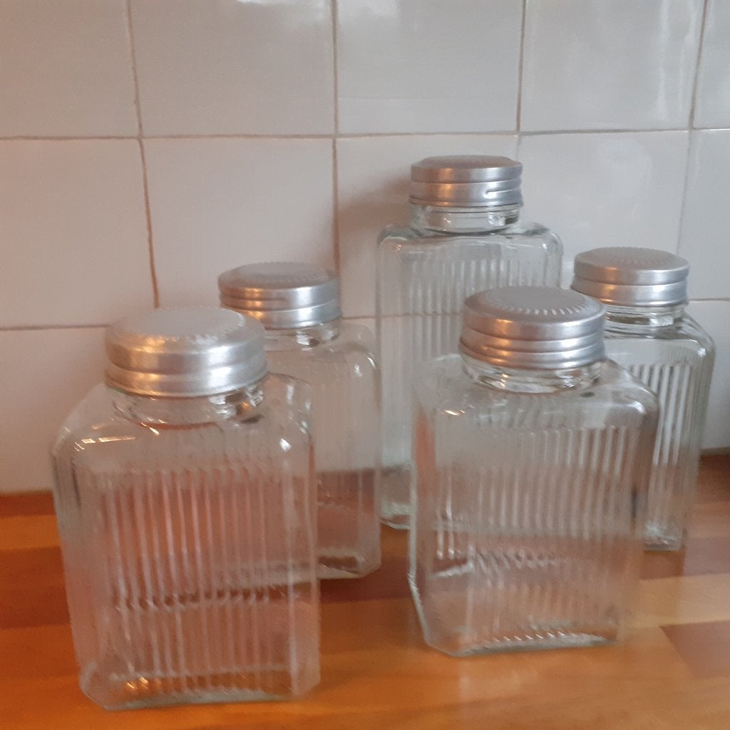 Glazen potten, Pot, Bus of Blik, Ophalen of Verzenden, Met deksel, Glas