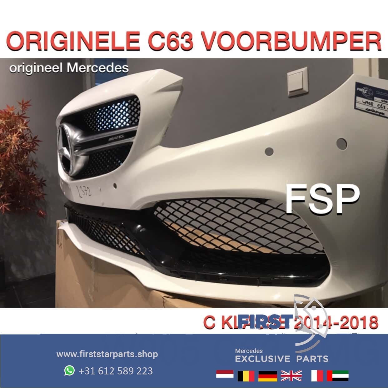 W205 C63 AMG VOORBUMPER WIT Mercedes C Klasse 2014-2018 SEAD, Gebruikt, -, Voor, Ophalen of Verzenden