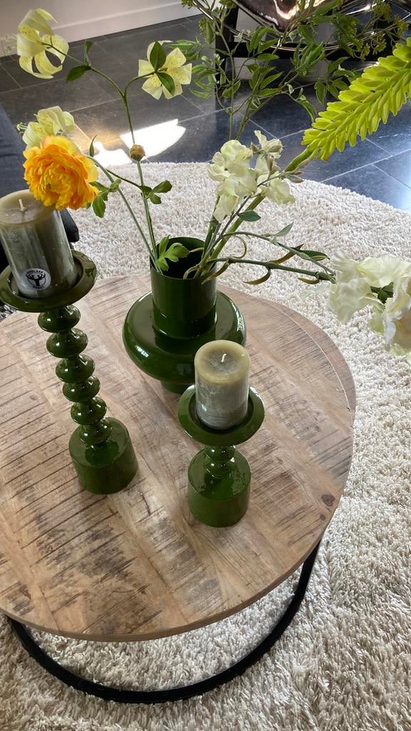 Kamdelaars en vaas, Ophalen, Minder dan 50 cm, Groen, Glas