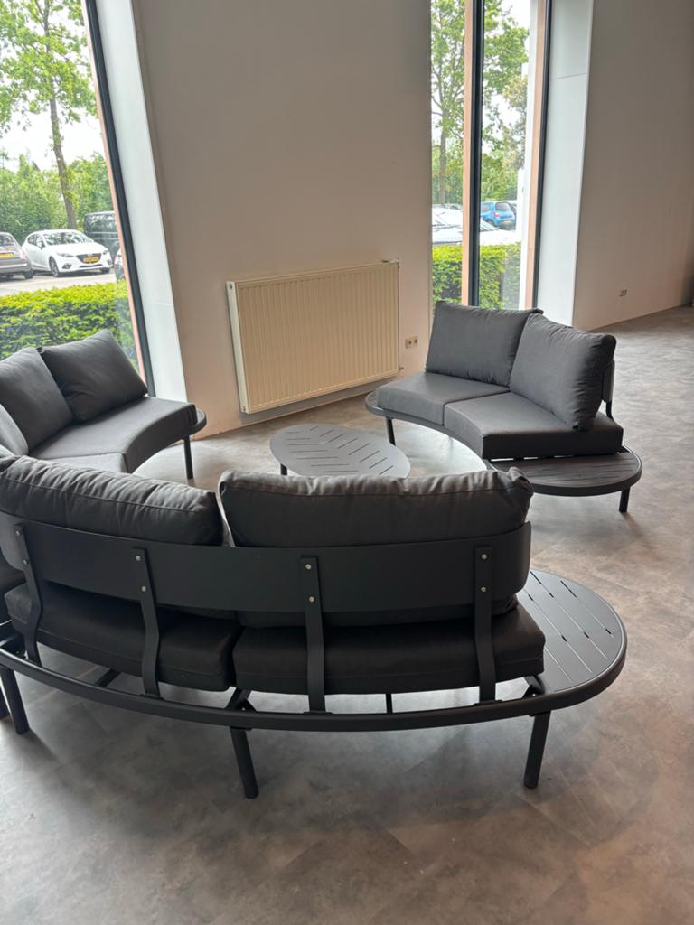 Moderne aluminium loungeset met comfortabele kussens, Tuin en Terras, Tuinsets en Loungesets, 5 zitplaatsen, Aluminium, Ophalen of Verzenden