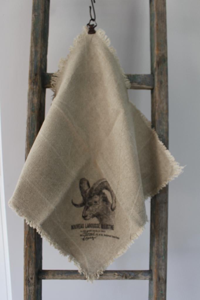Stoere shabby linnen doek 45 x 45 cm. ram *Pronck & Praal*, Brocante, Beige, Nieuw, Ophalen of Verzenden