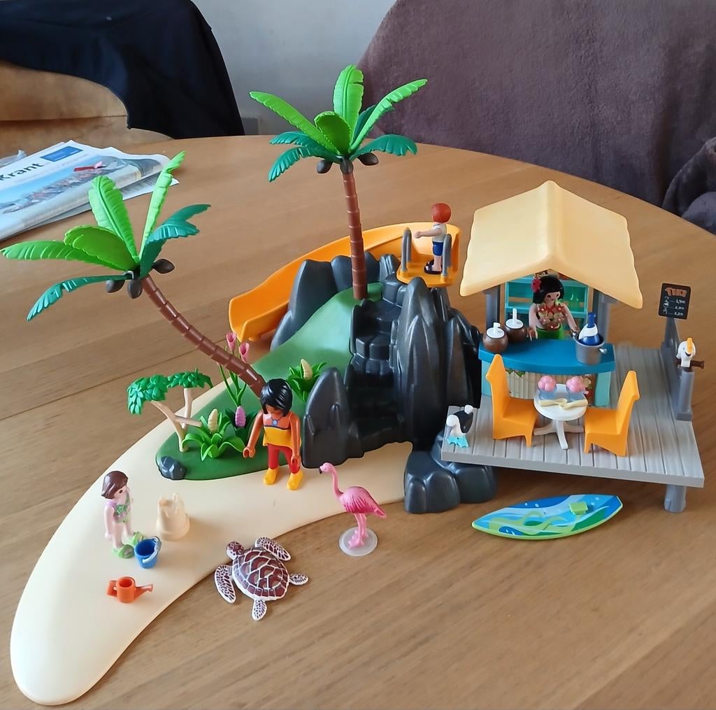 Playmobil 6979/9162, tropisch vakantie eiland met strandbar, Kinderen en Baby's, Speelgoed | Playmobil, Ophalen of Verzenden, Gebruikt