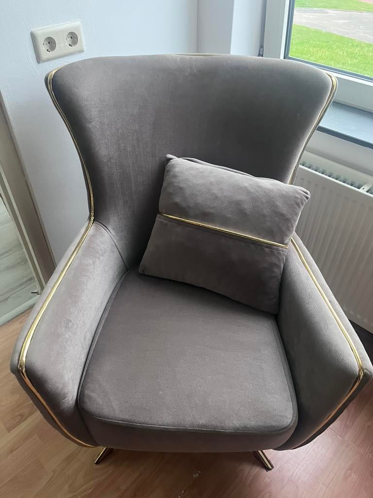 Luxe design fauteuil / oorstoel in zeer nette staat., Ophalen, 75 tot 100 cm, Zo goed als nieuw, Stof