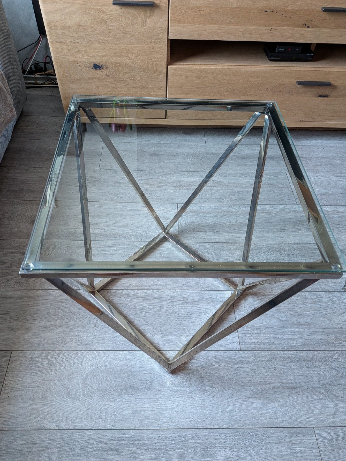 Salontafeltje/Bijzettafeltje met Chroom Onderstel, Huis en Inrichting, Ophalen, 50 – 75, Gebruikt, 50 tot 100 cm