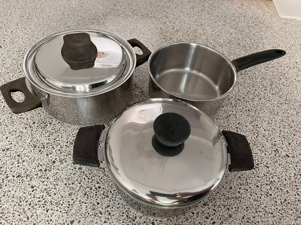 Driedelig kampeer en of keuken pannenset, Ophalen of Verzenden, Gebruikt