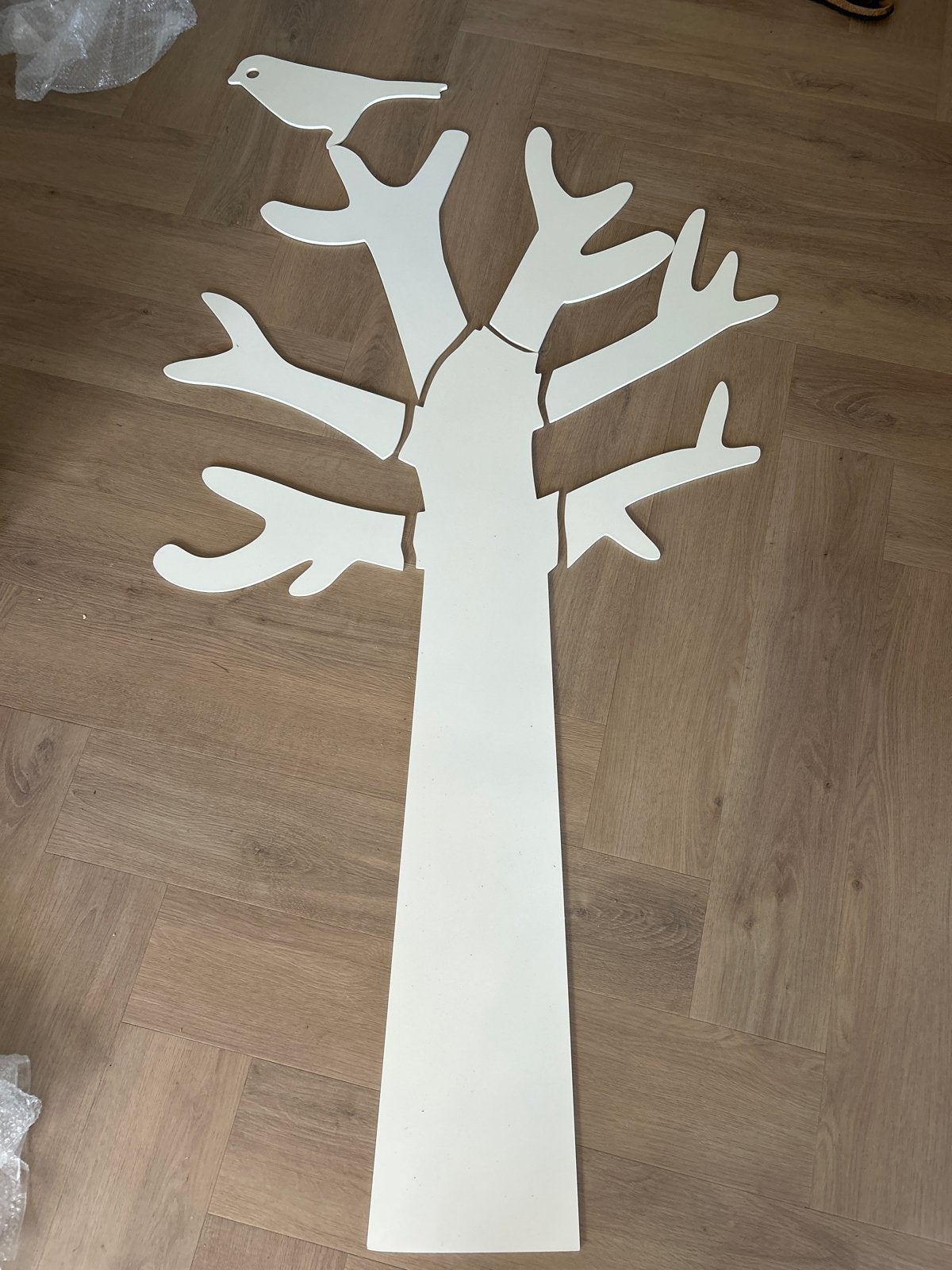 Witte boom wanddecoratie met vogel - Woood, Ophalen, Hout, Decoratieobject, Zo goed als nieuw