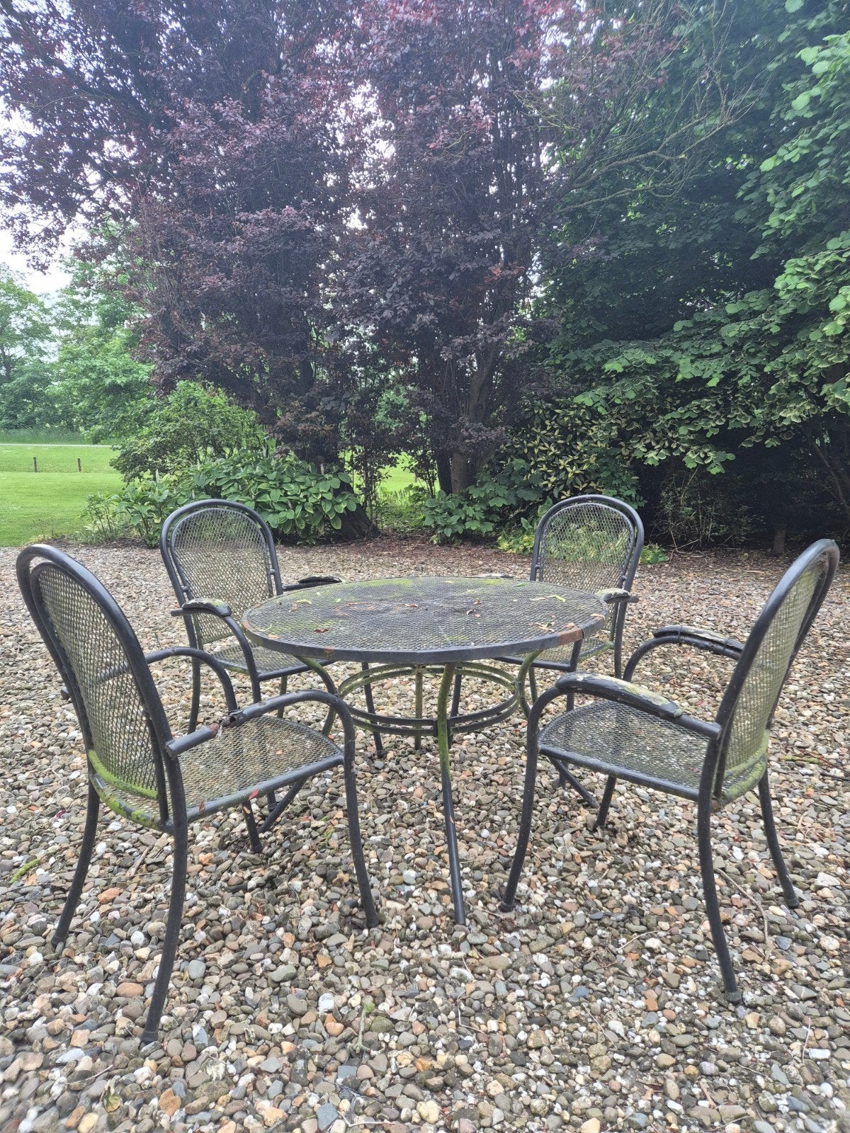 Set ijzeren tuintafel, 4 tuinstoelen, alleen ophalen, Ophalen, Gebruikt, Metaal