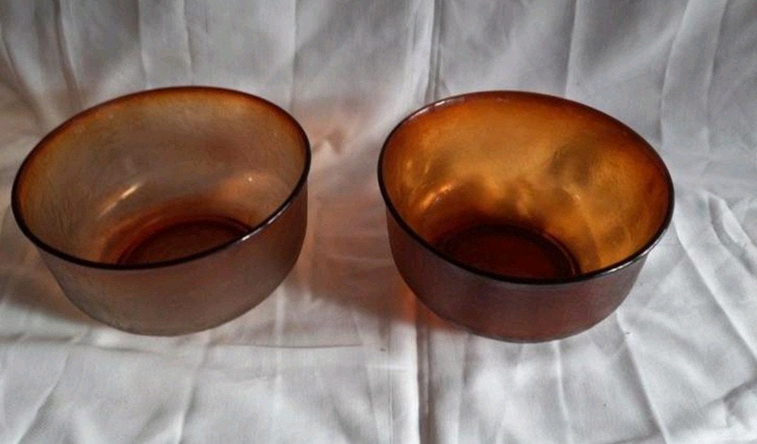 Arcoroc France Sierra amberkleurige schalen,zie beschrijving, Schaal, Rond, Ophalen of Verzenden, Glas