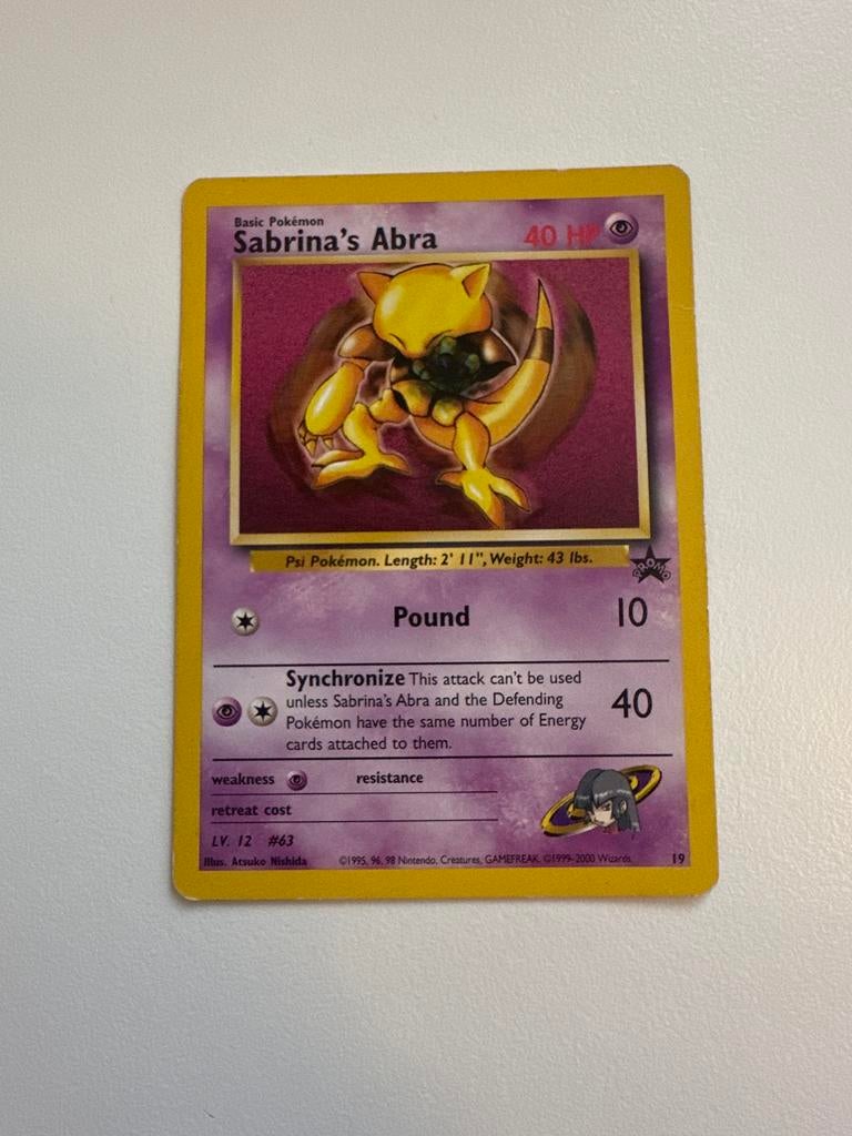 Sabrina's Abra #19 Black Star Promo Pokémon-kaart WotC, Ophalen, Gebruikt, Losse kaart