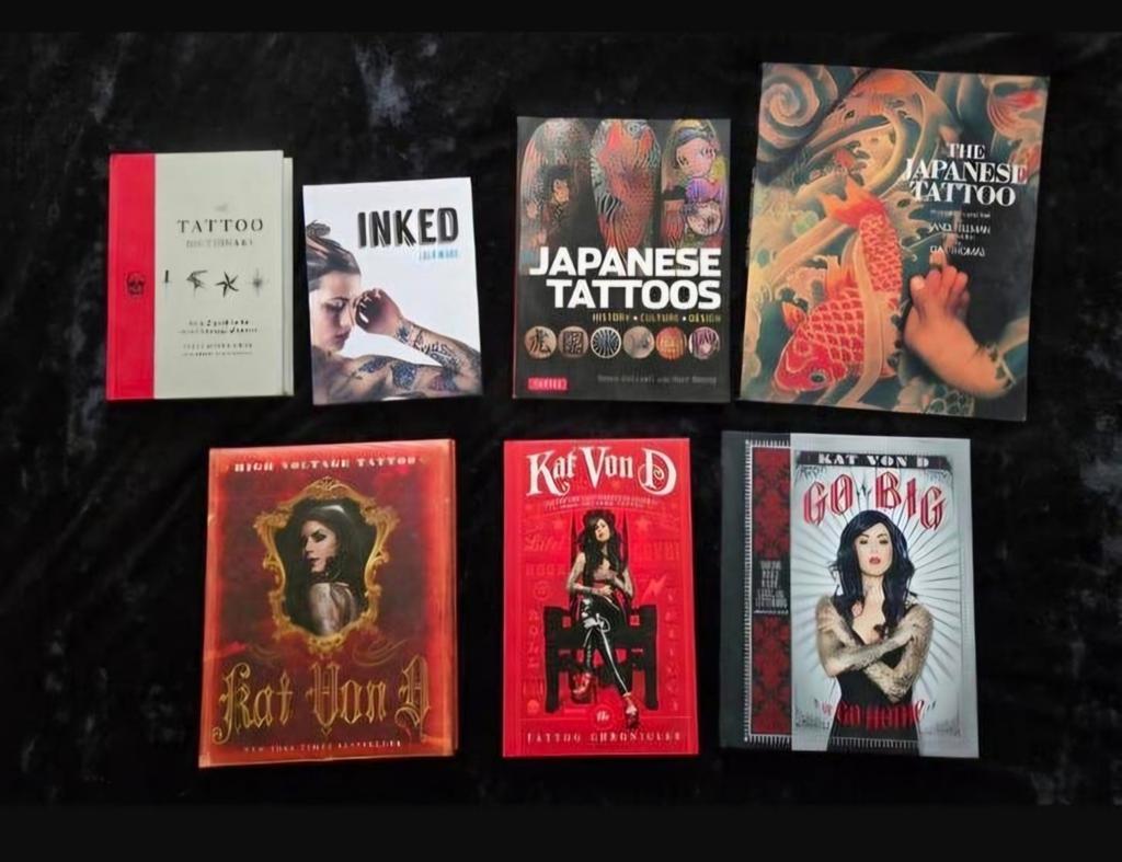 7 stuks TATTOO boeken o.a Kat on D van  LA ink en Japans, Ophalen of Verzenden, Zo goed als nieuw, Tattoo Kat von D - Miami ink , LA Ink Ink Master