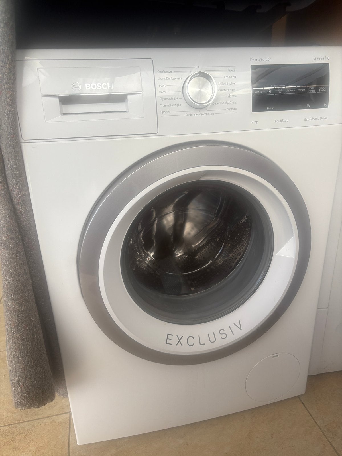 Bosch Serie 6 Exclusiv wasmachine – 9 kg, Ophalen, Zo goed als nieuw, 85 tot 90 cm, 1200 tot 1600 toeren
