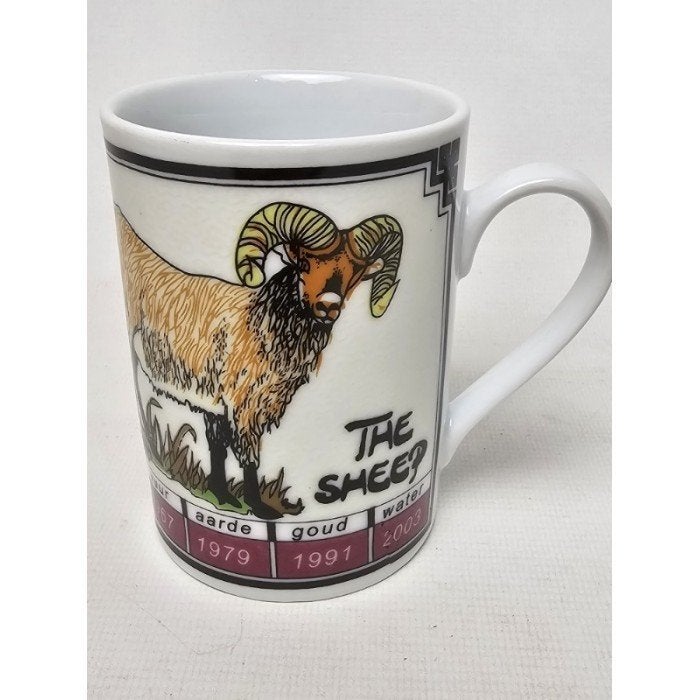 # Horoscoop mok met Chinees Sterrenbeeld Ram the sheep, Gebruikt, Overige stijlen, Aardewerk, Mok