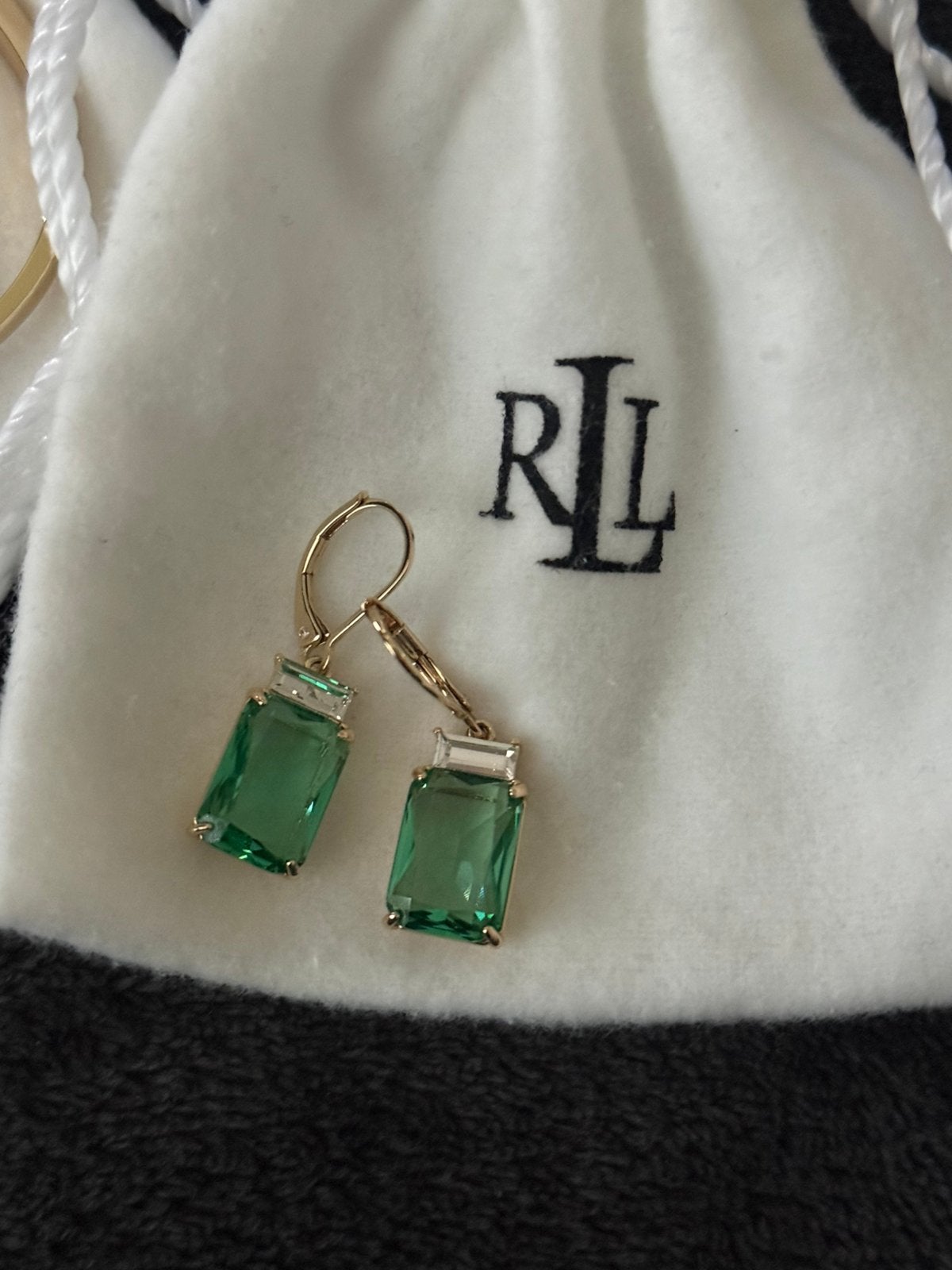 Ralph Lauren DROP oorbellen armband gold-coloured/green, Ophalen, Nieuw, Groen, Overige materialen