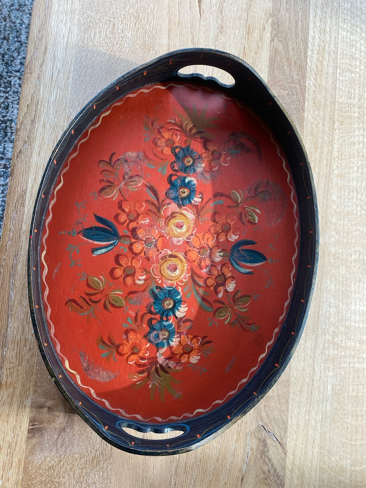 Oud Hindelooper dienblad, handbeschilderd, 20e eeuw, Antiek en Kunst, Ophalen of Verzenden
