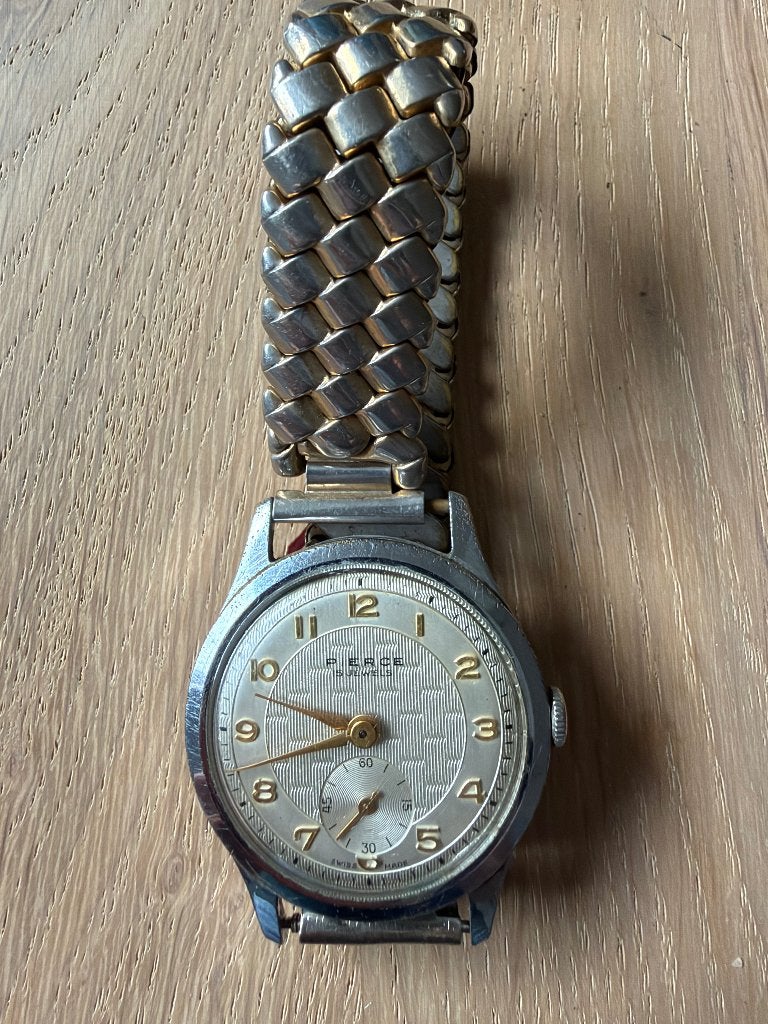 Pierce vintage horloge, Sieraden, Tassen en Uiterlijk, Overige merken, Staal, Polshorloge, 1960 of later