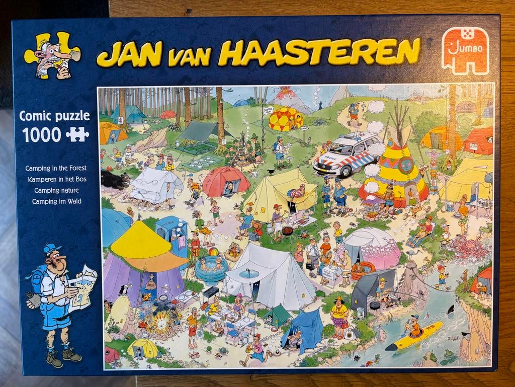 Jan van Haasteren puzzel 1000 stukjes - Camping in het bos, Ophalen, 500 t/m 1500 stukjes, Zo goed als nieuw, Legpuzzel