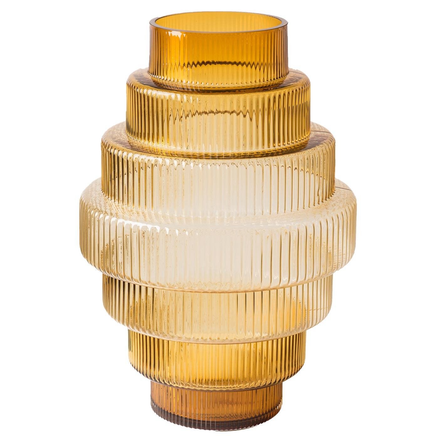 Polspotten Steps vaas, small/klein amber/geel, Ophalen, Nieuw, Geel, Glas