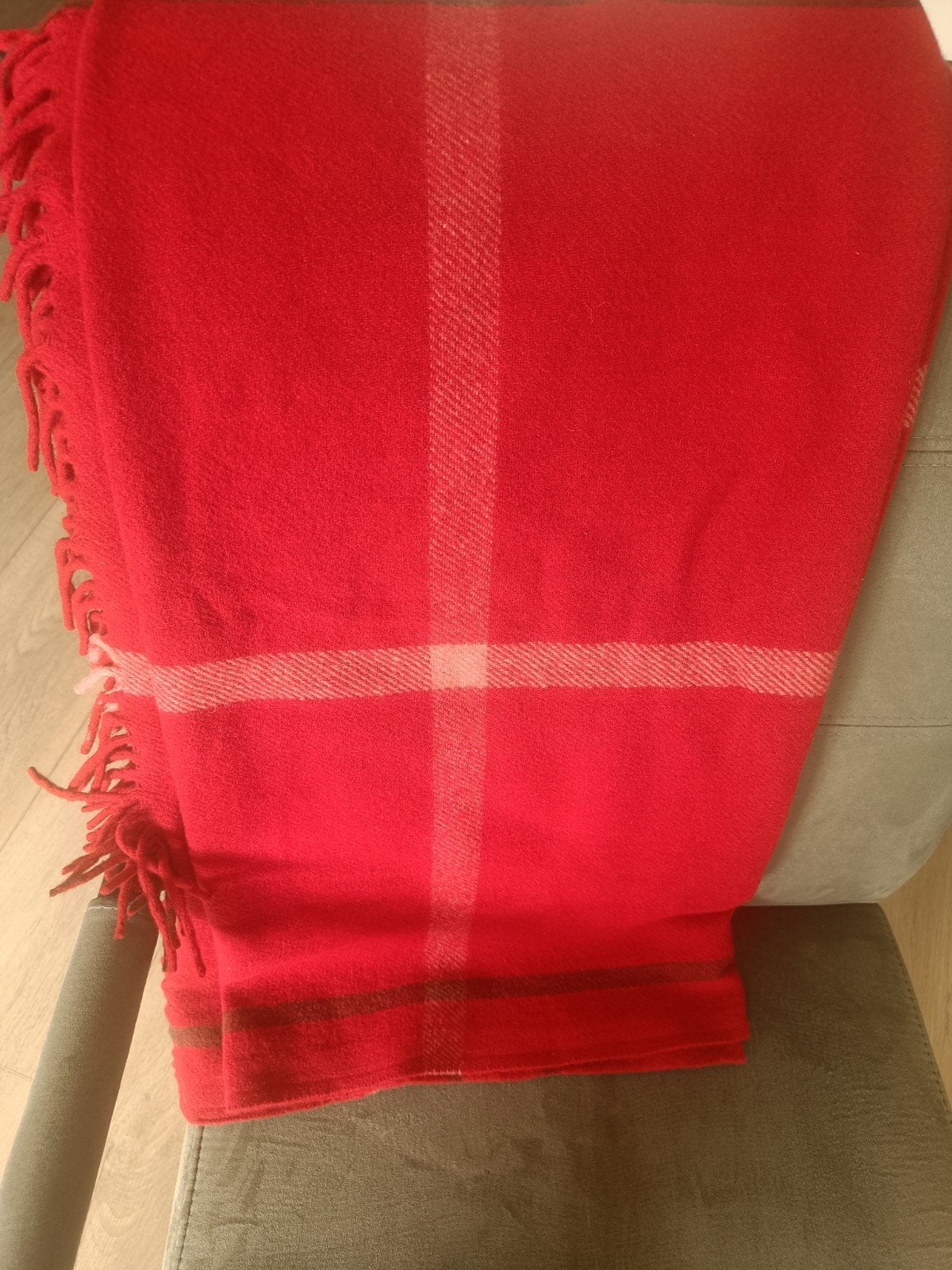 Tommy Hilfiger Plaid - 80% Wol, Rood, Wol, Met franjes/kwastjes, Ophalen of Verzenden