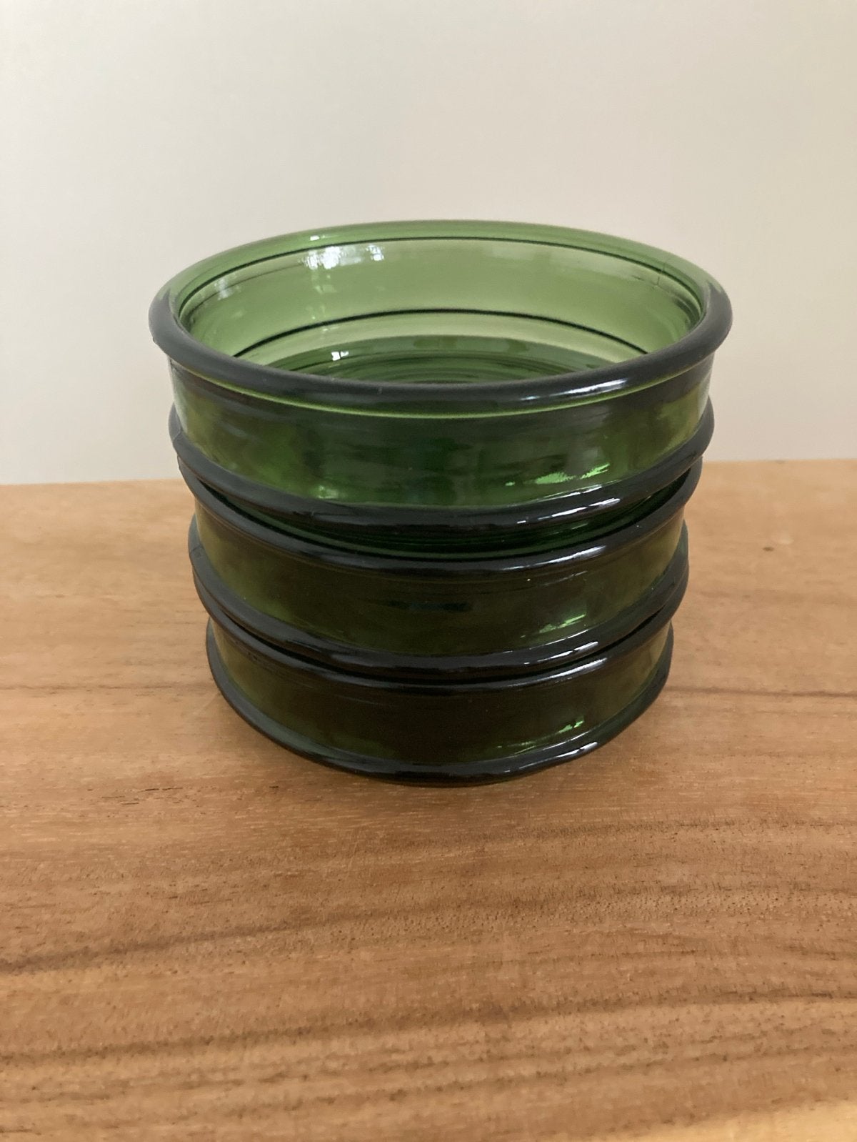 Vintage Nissen Denmark groene glazen schaaltjes set van 3, Verzenden