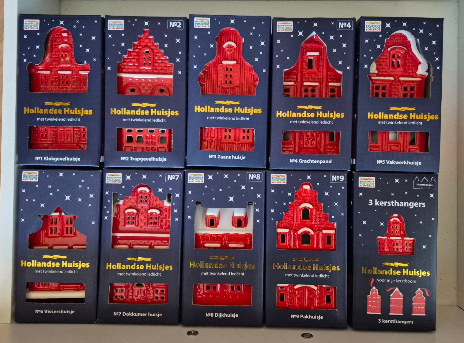 Hollandse Huisjes postcodeloterij compleet met kersthangers, Diversen, Ophalen of Verzenden, Nieuw