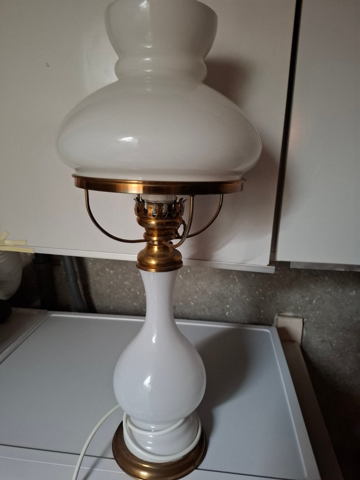 Vintage Olie Lamp Stijl Tafellamp - Elektrisch, Antiek en Kunst, Ophalen