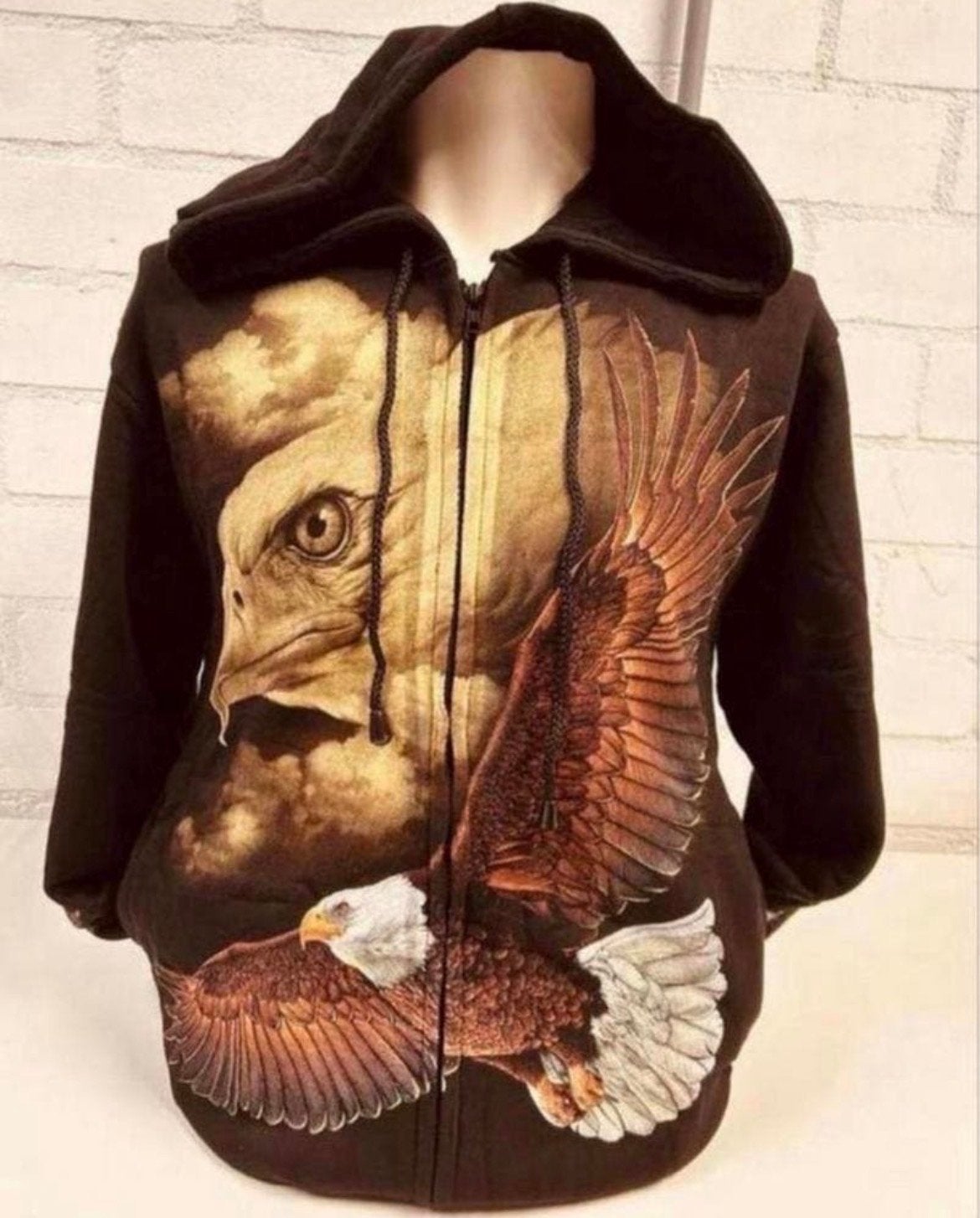 Stoere Hoodie met Rits en Adelaars Print - Diverse Maten, Ophalen of Verzenden, Nieuw, Overige maten, Zwart