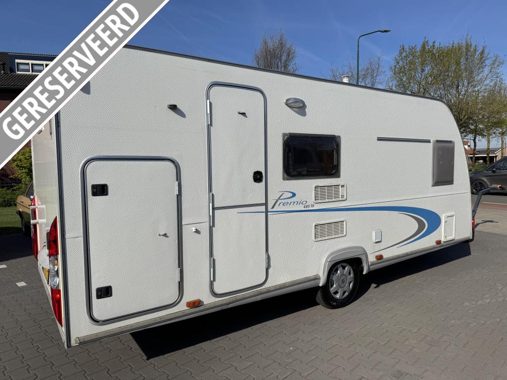 Verkocht Premio 485 TK / 6 persoons / voortent / stapel, Caravans en Kamperen, Schokbreker, Overige typen, Bedrijf, Treinzit