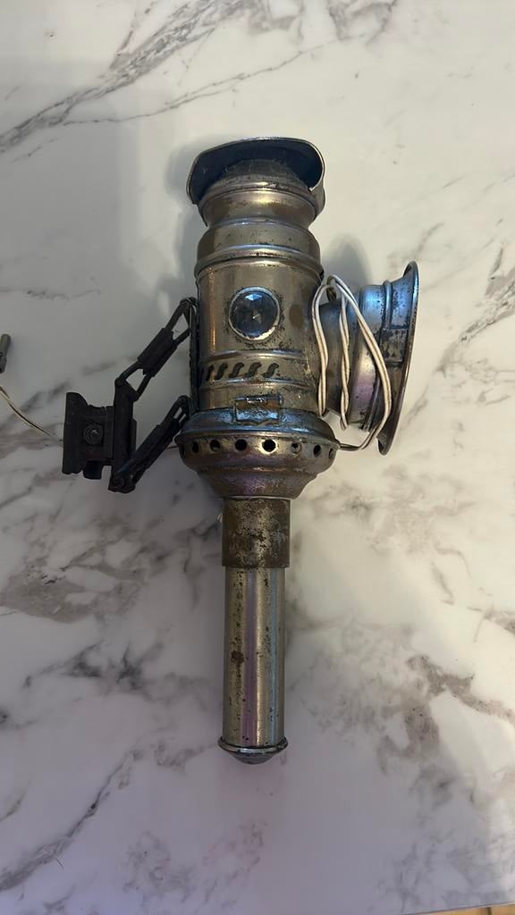 Oude antieke fietslamp, Antiek en Kunst, Ophalen of Verzenden