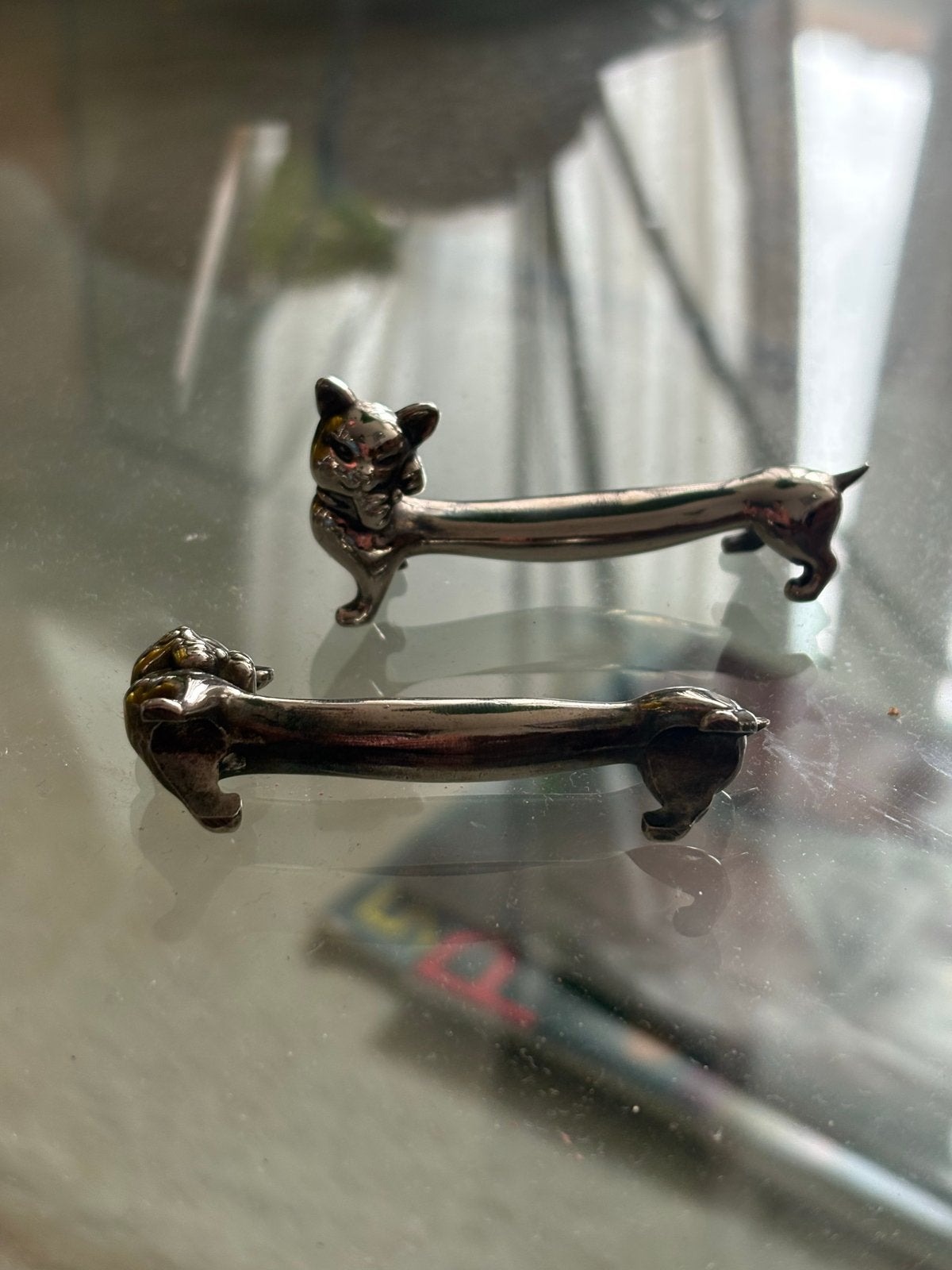 Vintage Messenleggers Katten - Set van 2, Antiek en Kunst, Ophalen of Verzenden