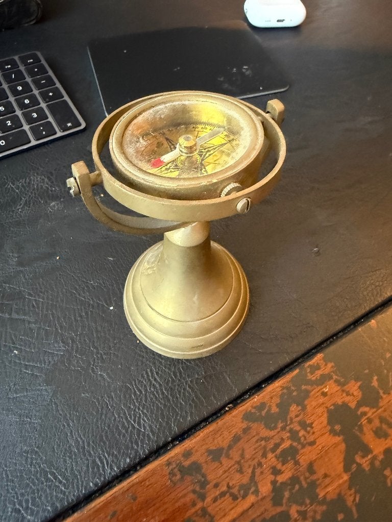 Antiek Kompas op Standaard - Messing, Ophalen of Verzenden, Brons