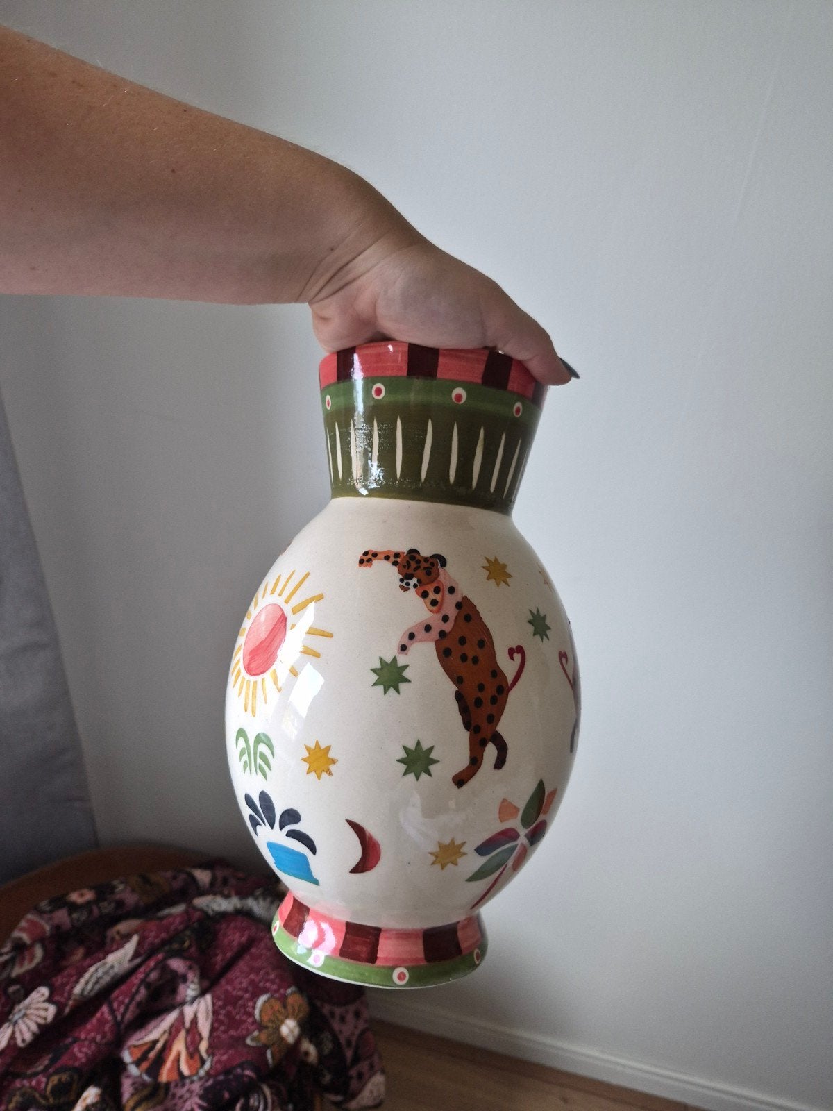 Sissy Boy vaas met luipaardprint en kleurrijk design, Ophalen of Verzenden