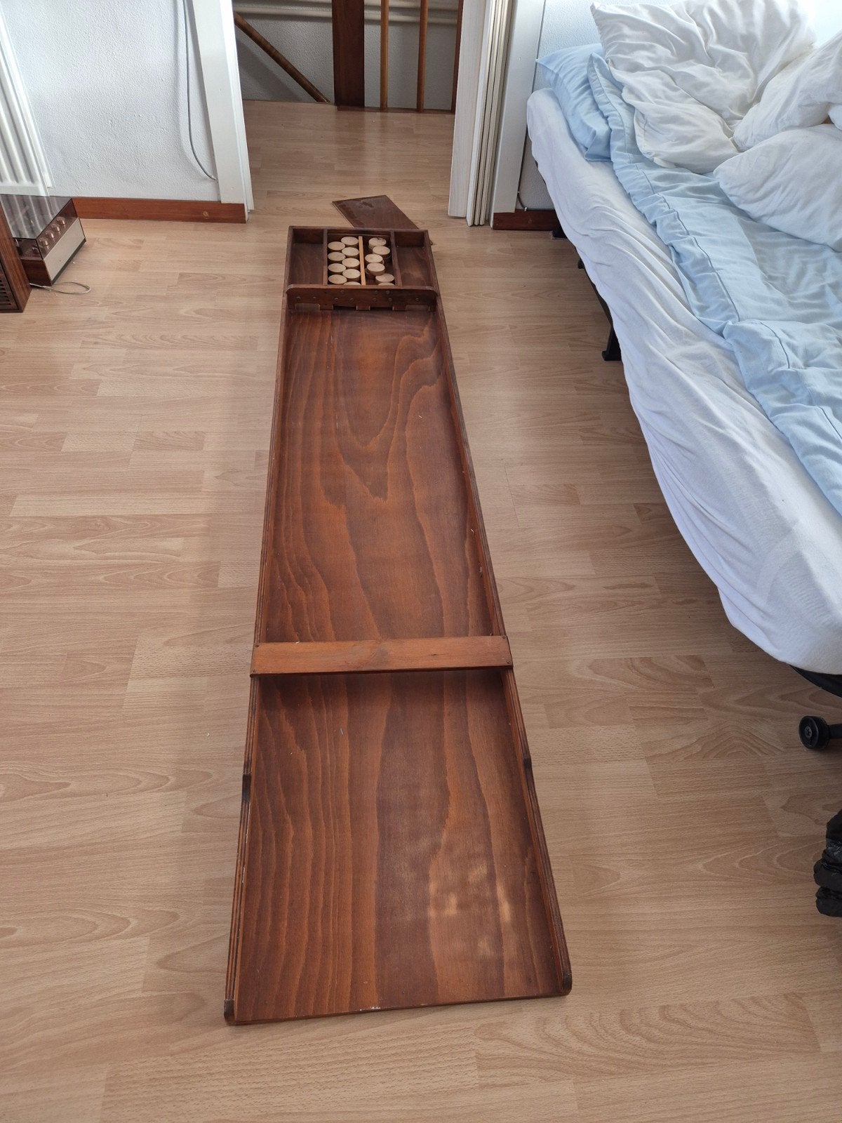 houten sjoelbak met sjoelschijven, Een of twee spelers, Ophalen, Gebruikt, Onbekend