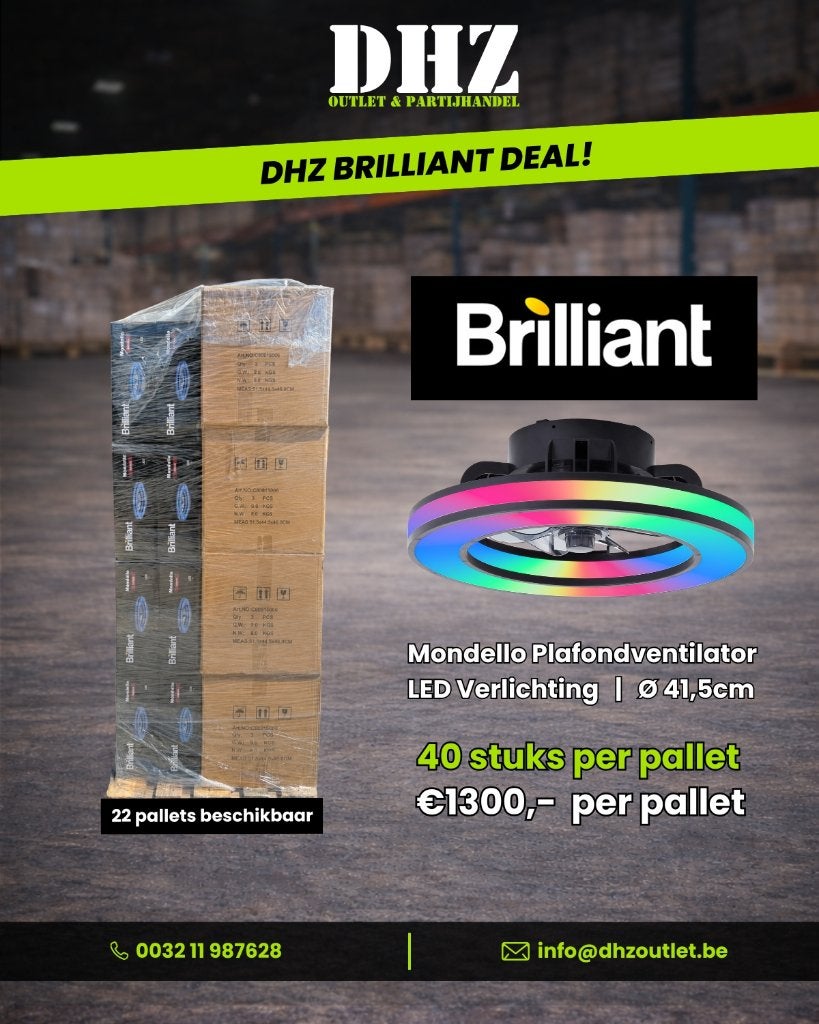 Plafondventilator Brilliant Zwart, Witgoed en Apparatuur, Ventilatoren, Ophalen, Ventilator met afstandsbediening, Nieuw, Plafondventilator