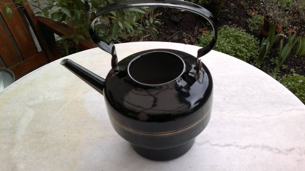 zwarte e maille koffiepot-bloempot, Ophalen of Verzenden