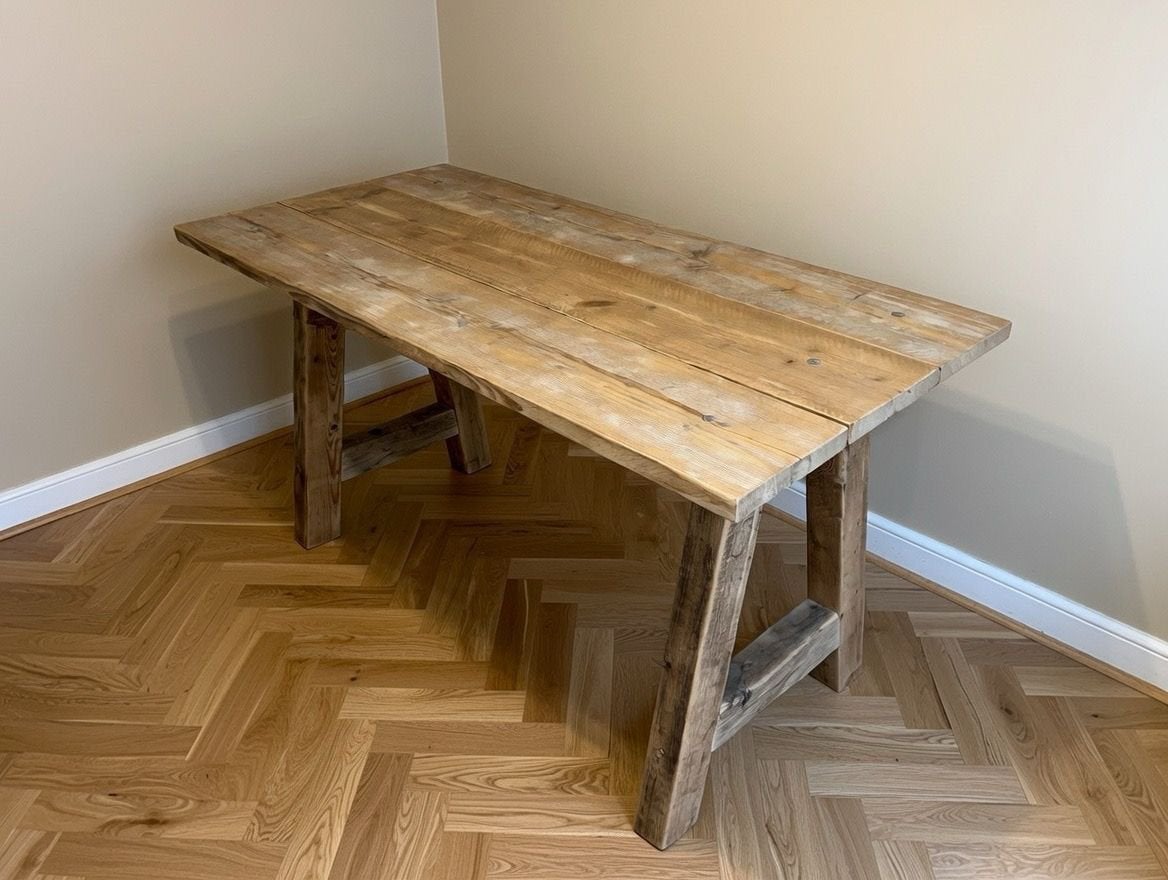 Steigerhouten bureau Sile H77 van De Houttwist - Nieuwstaat, Ophalen, 58 cm, Hout, Bruin
