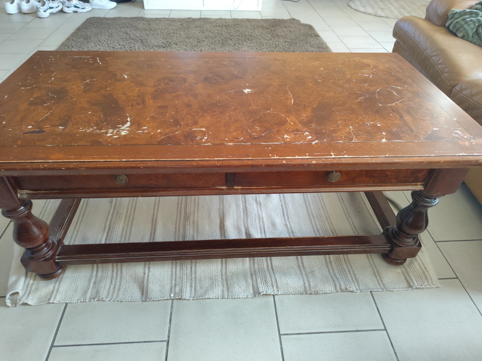 Klassieke / Antieke Houten Salontafel, Ophalen, Gebruikt, 100 tot 150 cm, 50 tot 100 cm